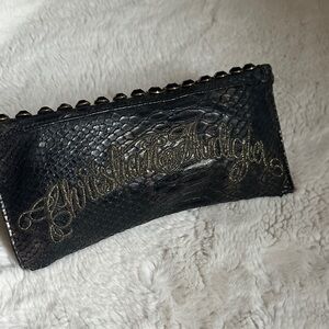 Christian Audigier Black and Gold Textured Clutch